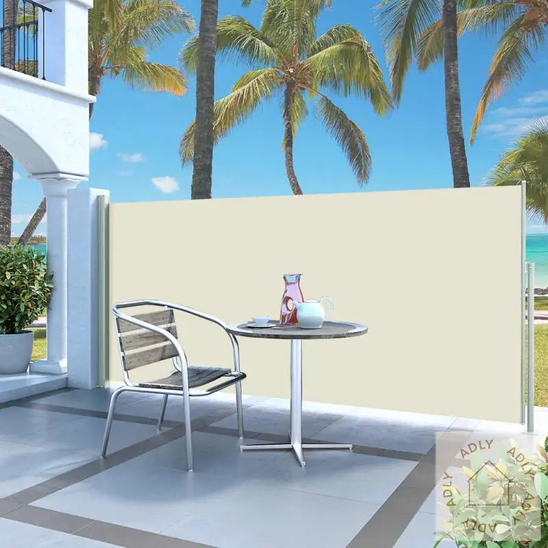 Uttrekkbar Sidemarkise 120 X 300 Cm Kremhvit