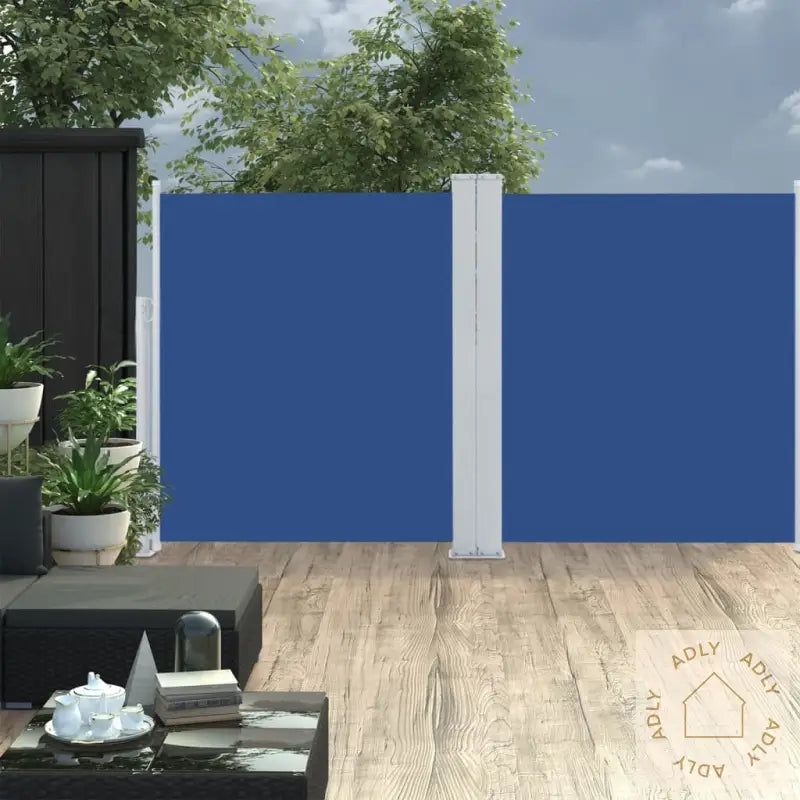 Uttrekkbar Sidemarkise 140X600 Cm Blå