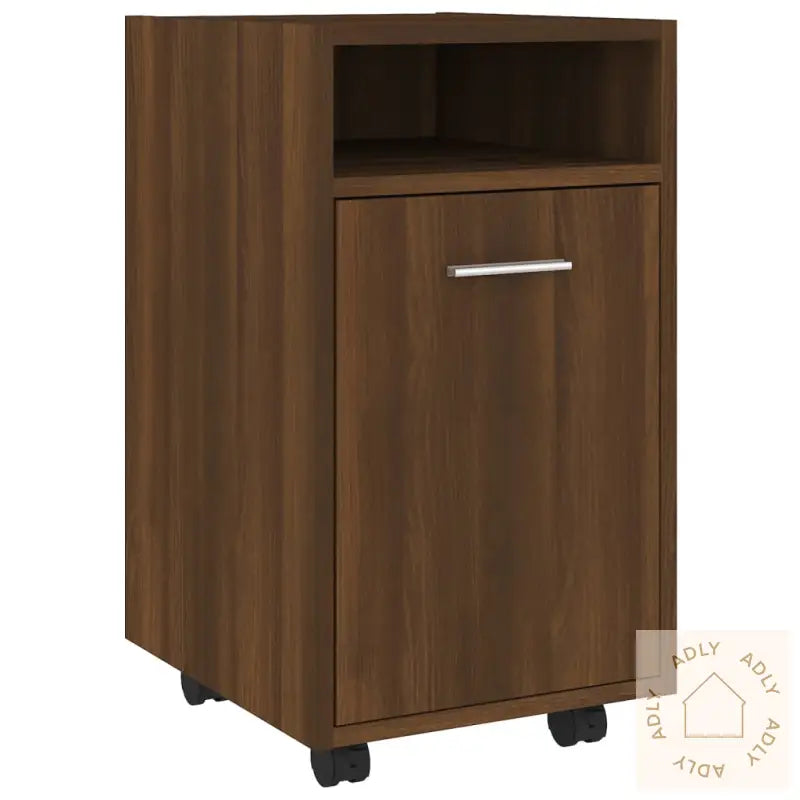 Sideskap Med Hjul Brun Eik 33X38X60 Cm Konstruert Tre