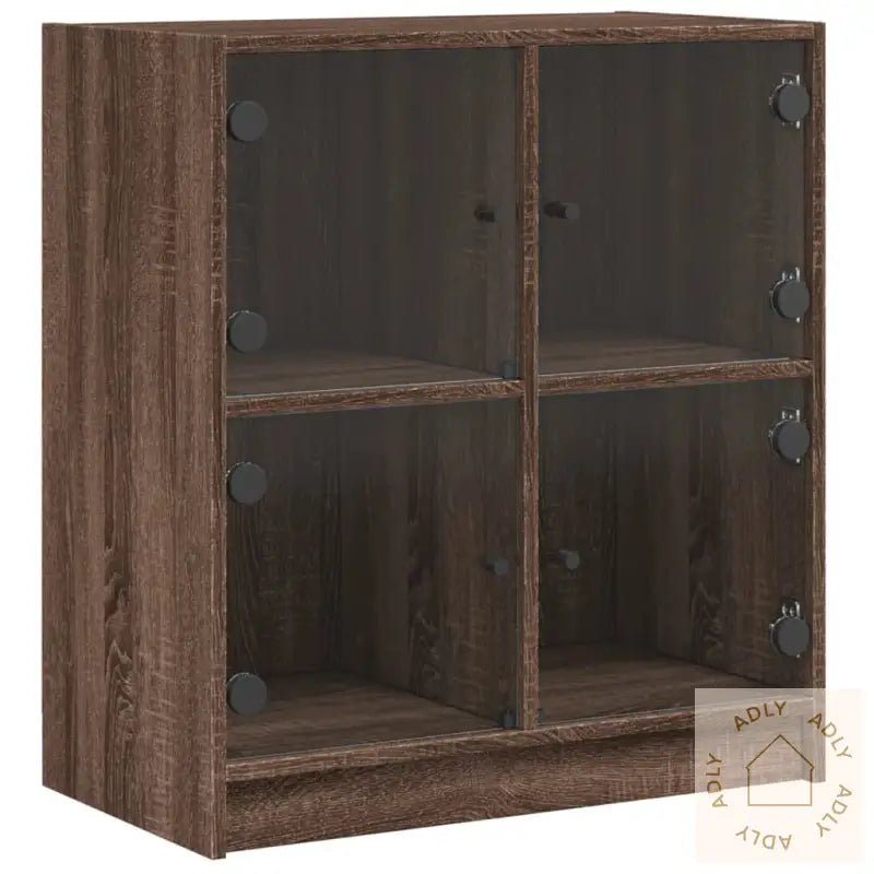 Sideskap Med Glassdører Brun Eik 68X37X75,5 Cm