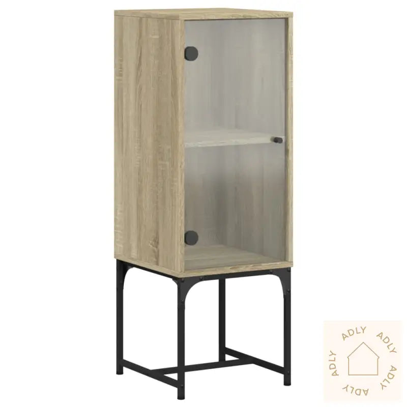 Sideskap Med Glassdør Sonoma Eik 35X37X100 Cm