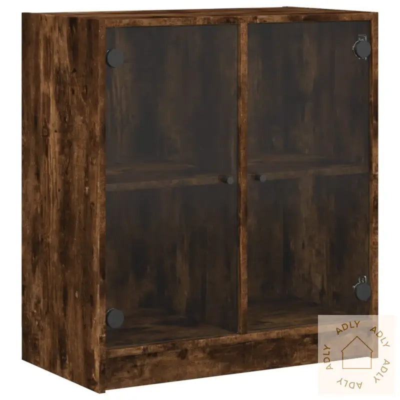Sideskap Med Glassdører Røkt Eik 68X37X75,5 Cm