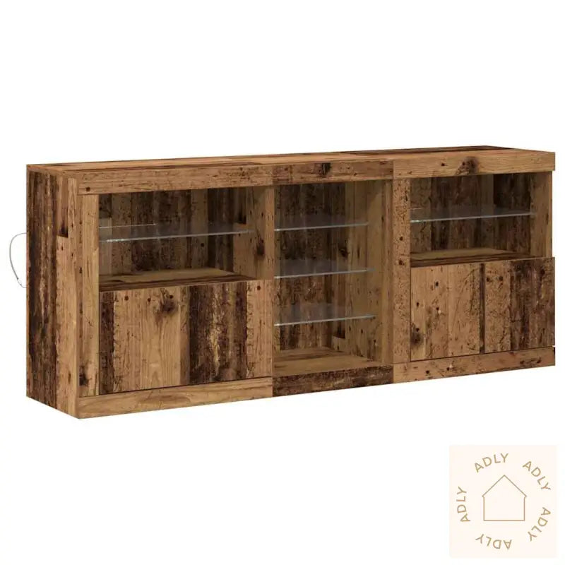 Skap Med Led Lys Gamle Tre 162X37X67 Cm Konstruksjonsmateriale