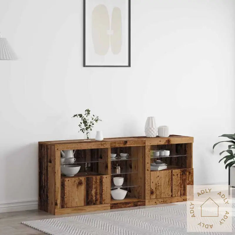 Skap Med Led Lys Gamle Tre 162X37X67 Cm Konstruksjonsmateriale