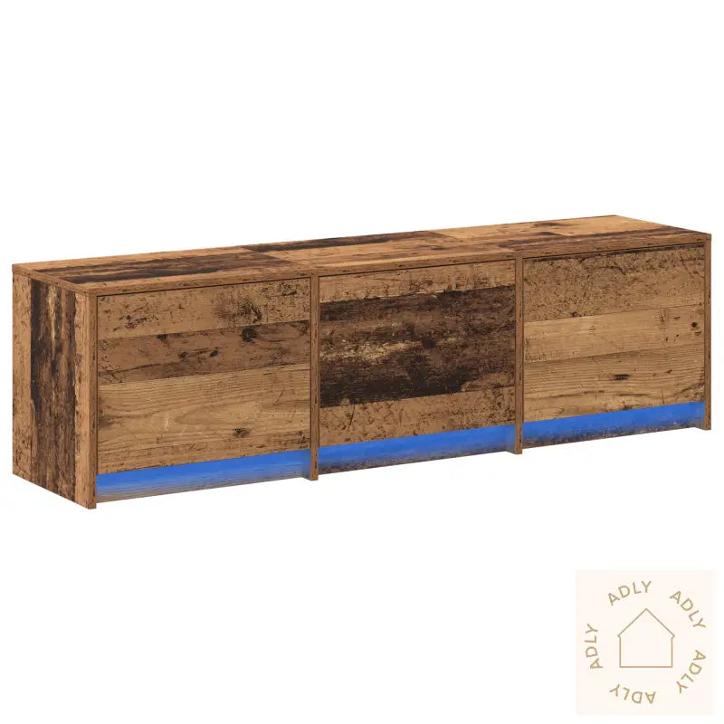 Tv-Skap Med Led I Gammelt Tre 140X34X40 Cm