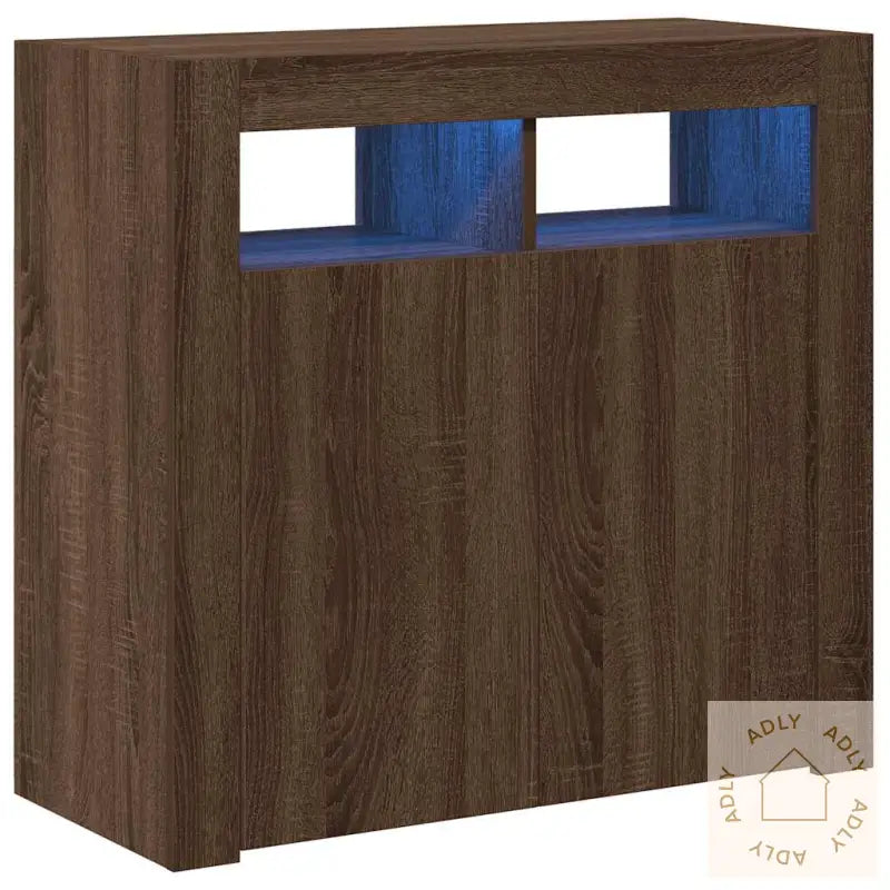 Skjenk Med Led-Lys Brun Eik 80X35X75 Cm