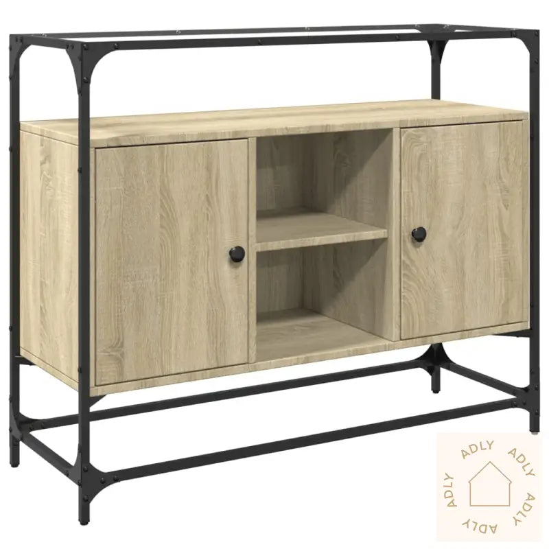Skjenk Med Glasstopp Sonoma Eik 98X35X81 Cm Konstruert Tre