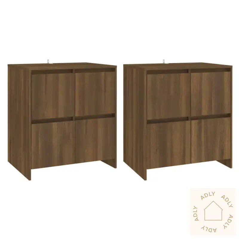 Skjenker 2 Stk Brun Eik 70X41X75 Cm Konstruert Tre