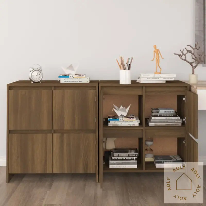 Skjenker 2 Stk Brun Eik 70X41X75 Cm Konstruert Tre