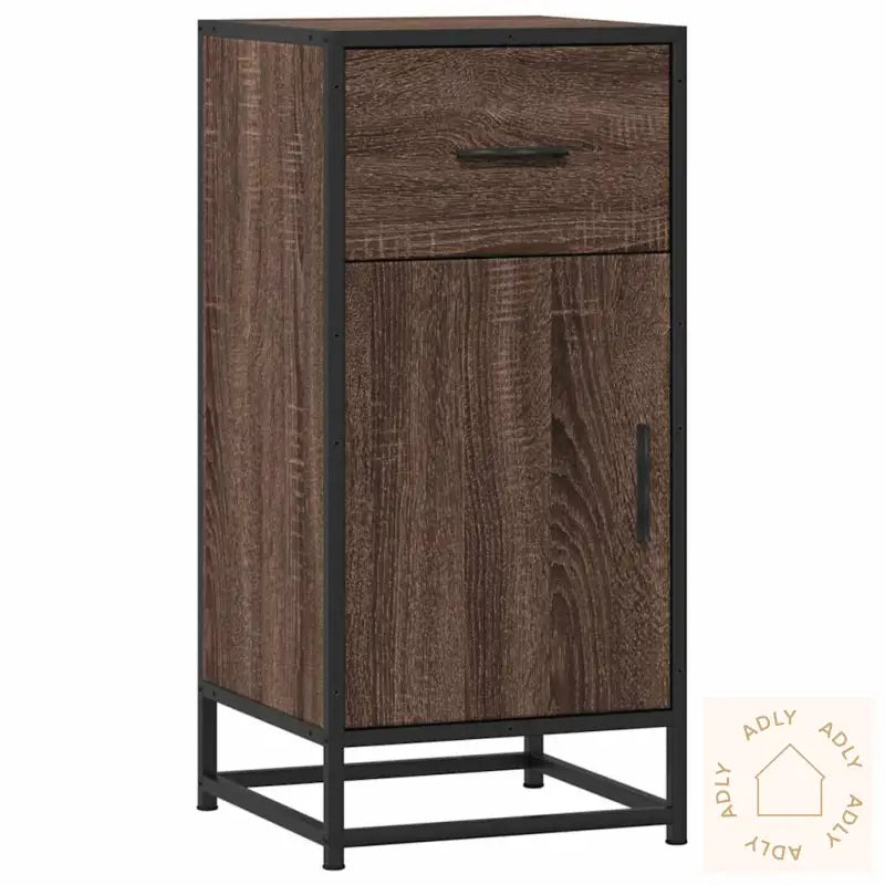 Skjenk Brun Eik 35,5X35X76 Cm Konstruert Tre Og Metall
