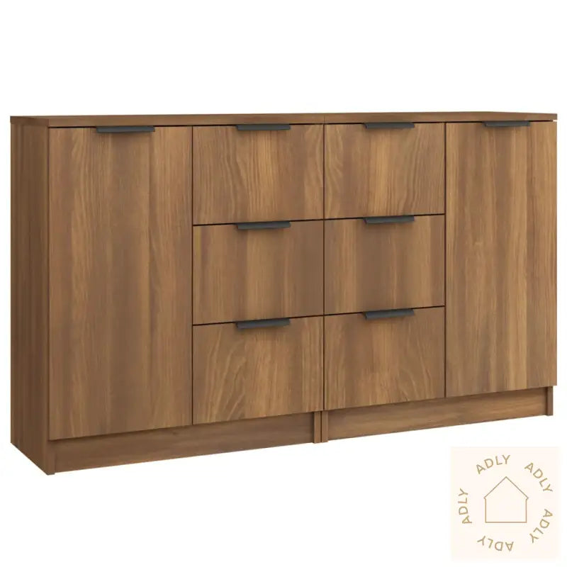 Skjenker 2 Stk Brun Eik 60X30X70 Cm Konstruert Tre