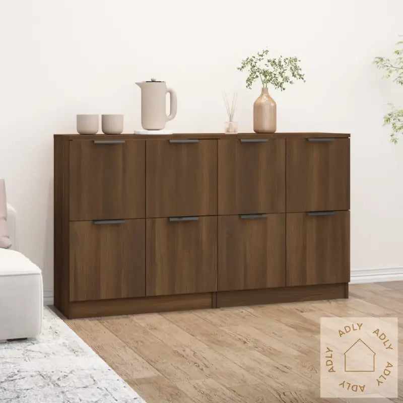 Skjenker 2 Stk Brun Eik 60X30X70 Cm Konstruert Tre