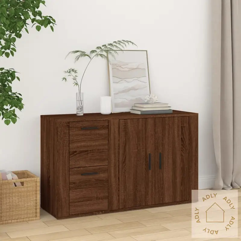 Skjenk Brun Eik 100X33X59,5 Cm Konstruert Tre