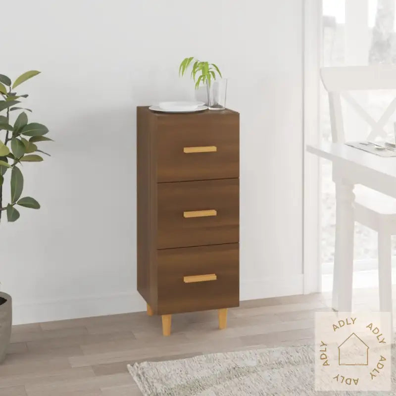 Skjenk Brun Eik 34,5X34X90 Cm Konstruert Tre
