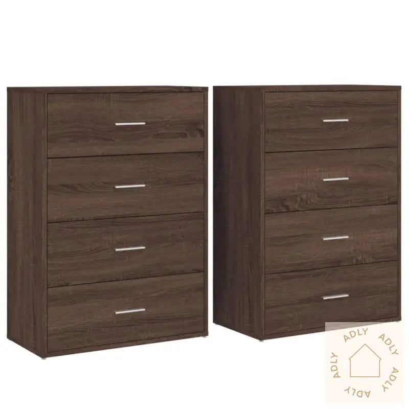 Skjenker 2 Stk Brun Eik 60X31X84 Cm Konstruert Tre