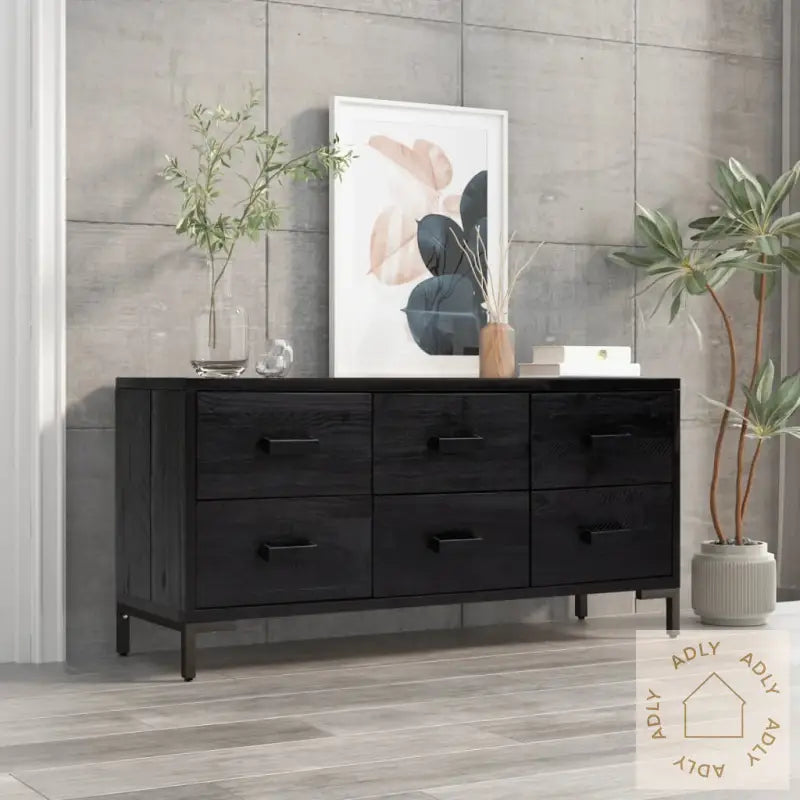 Skjenken Svart 110X30X45 Cm Heltre Furu