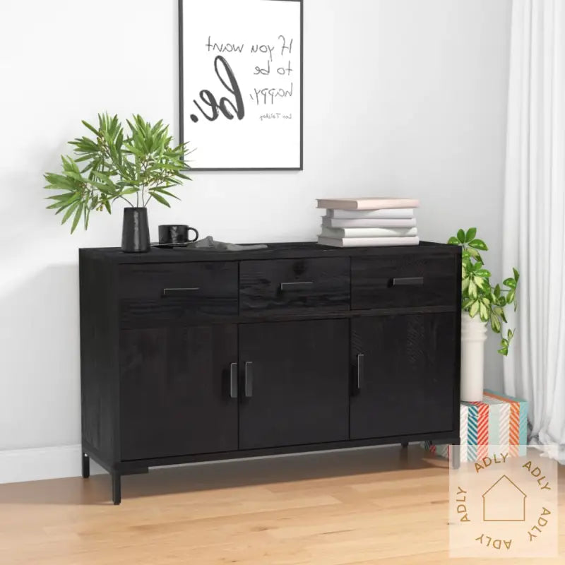 Skjenk Svart 110X35X70 Cm Heltre Furu