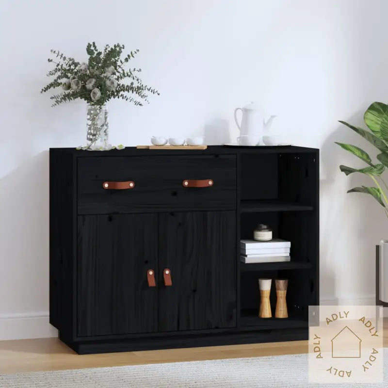 Skjenk Svart 98,5X40X75 Cm Heltre Furu