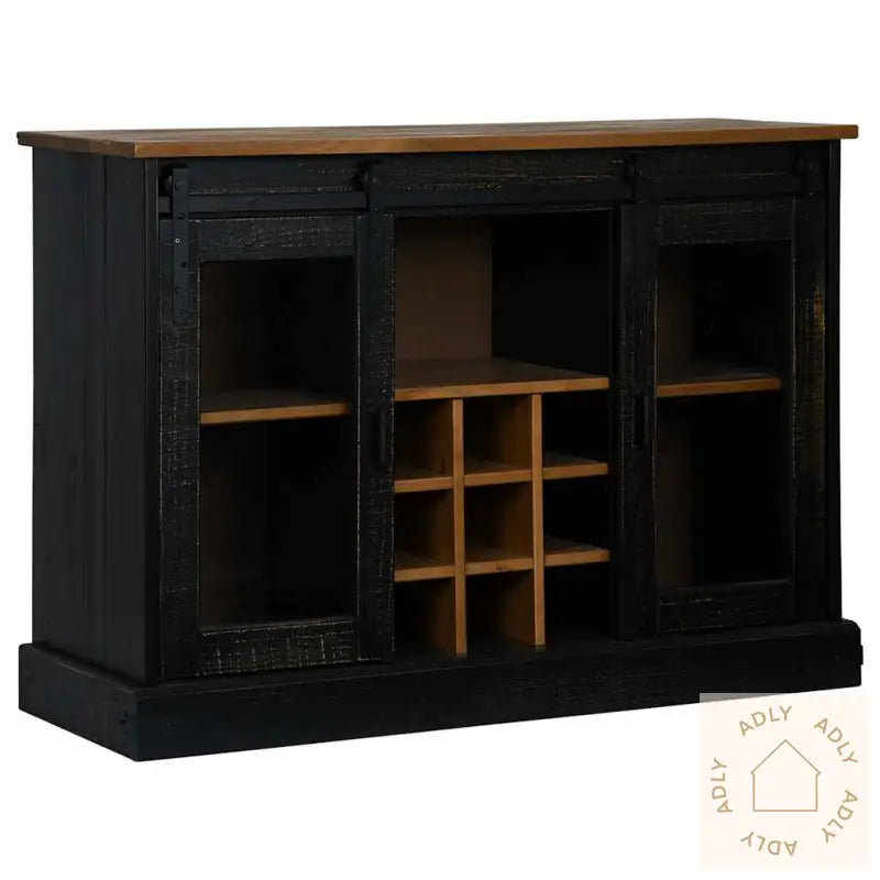 Skjenk Halden Med 2 Skyvedører Svart 112X40X80 Cm Heltre