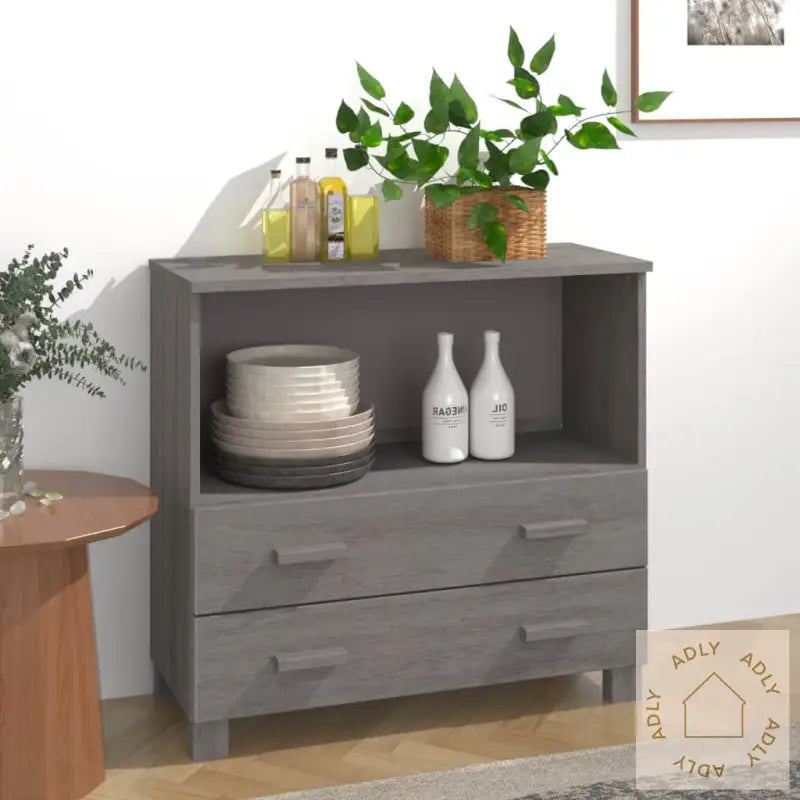 Skjenk Hamar Lysegrå 85X35X80 Cm Heltre Furu
