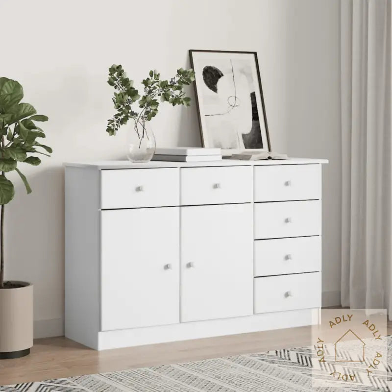 Skjenk Alta Hvit 112X35X73 Cm Heltre Furu