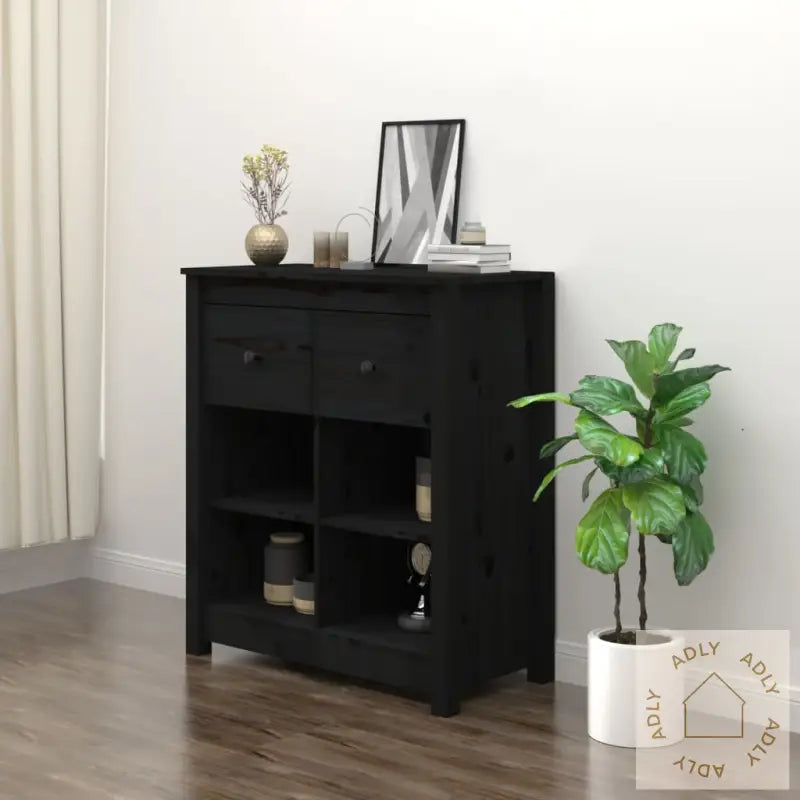 Skjenk Svart 70X35X80 Cm Heltre Furu