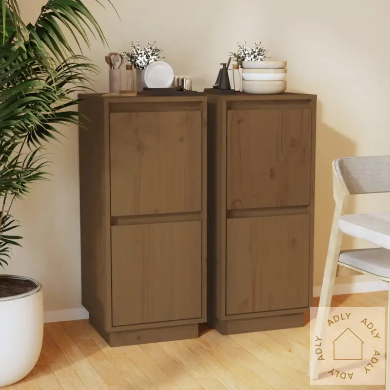 Skjenker 2 Stk Honningbrun 31,5X34X75 Cm Heltre Furu