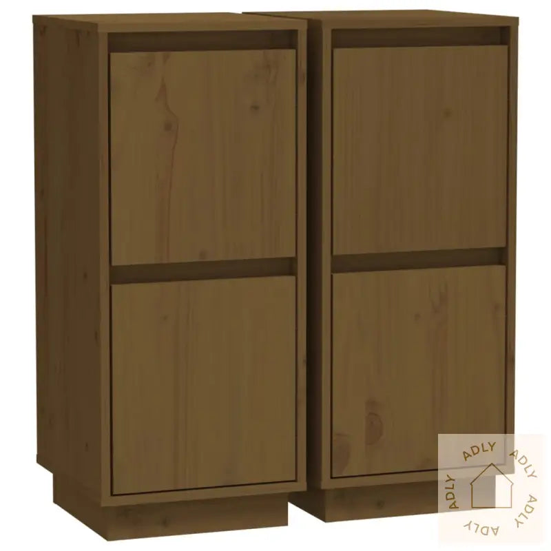 Skjenker 2 Stk Honningbrun 31,5X34X75 Cm Heltre Furu