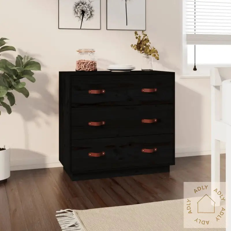 Skjenk Svart 80X40X75 Cm Heltre Furu