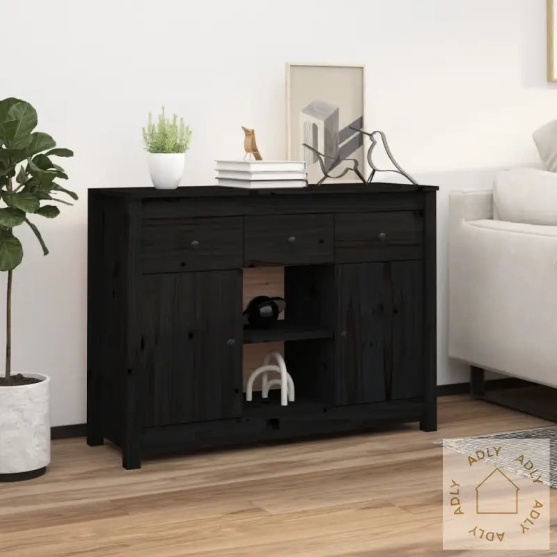 Skjenk Svart 100X35X74,5 Cm Heltre Furu