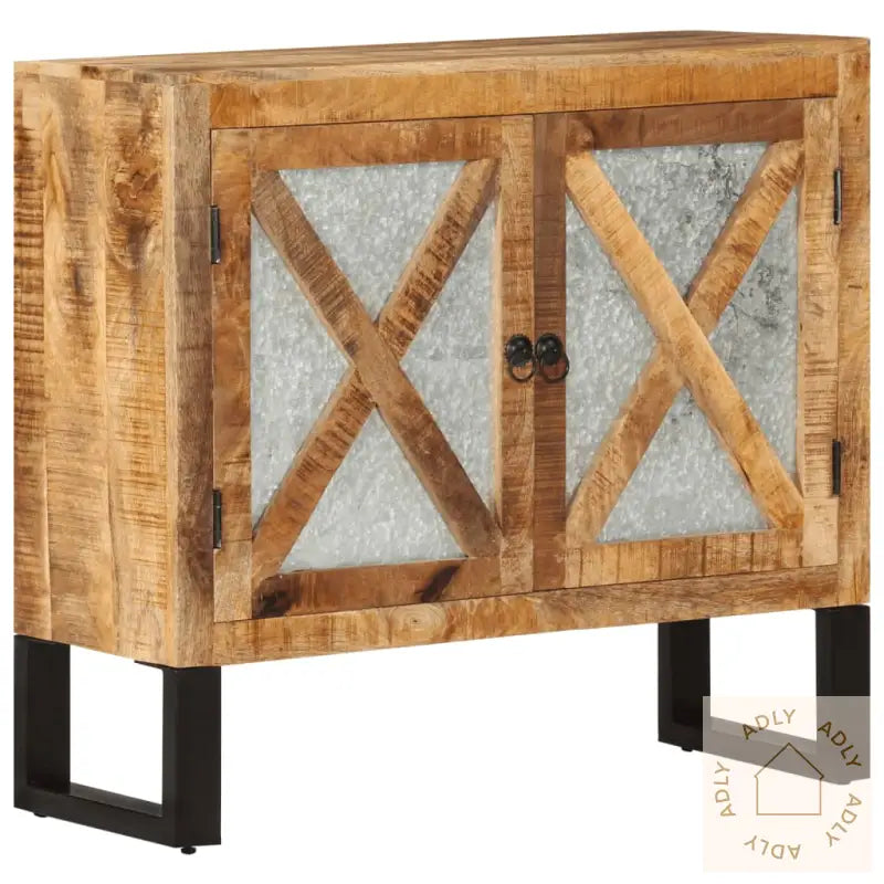 Skjenk 80X30X71 Cm Grov Heltre Mango Og Metall