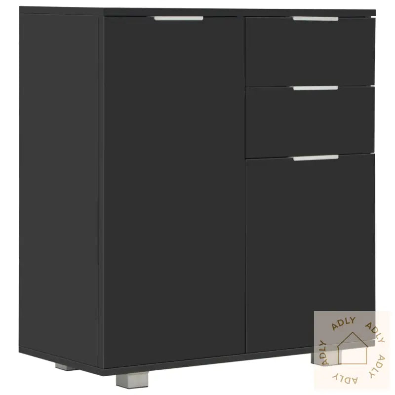 Skjenk Høyglans Svart 71X35X80 Cm Sponplate