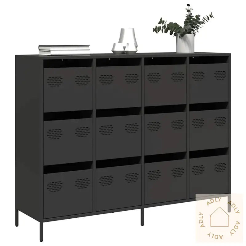 Skjenk Svart 135X39X103,5 Cm Kaldvalset Stål