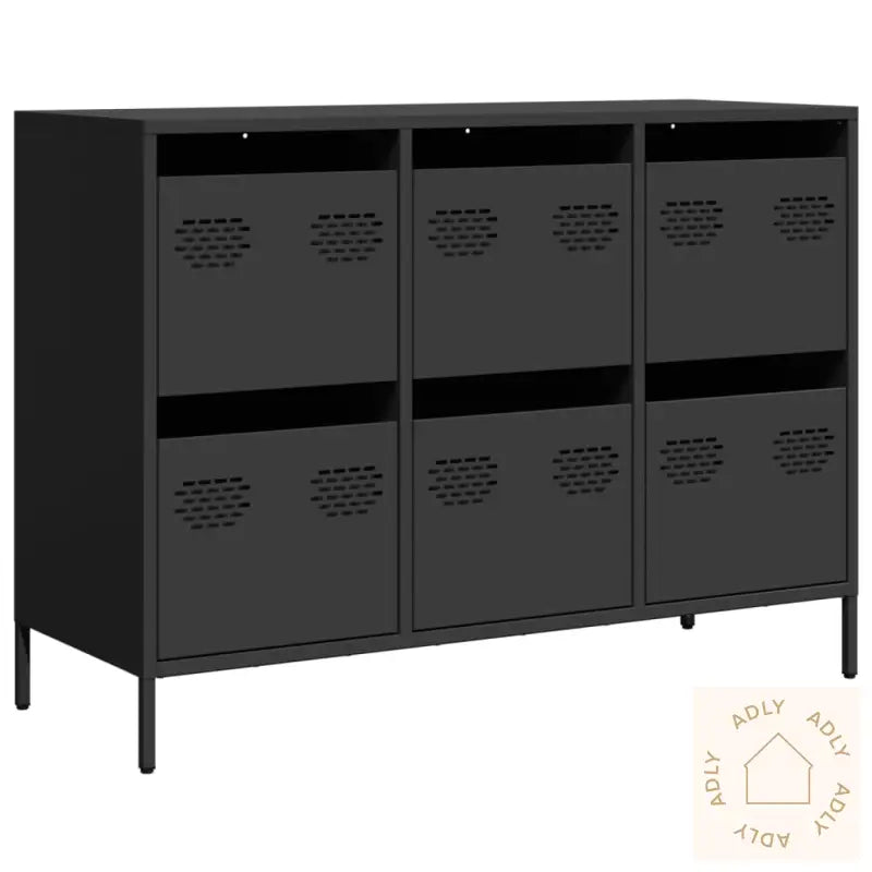 Skjenk Svart 101,5X39X73,5 Cm Kaldvalset Stål