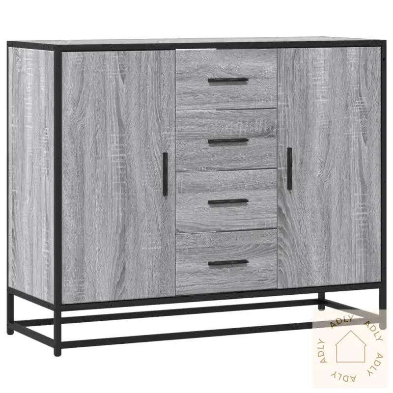 Skjenk Grå Sonoma Eik 92X35X76 Cm Konstruert Tre