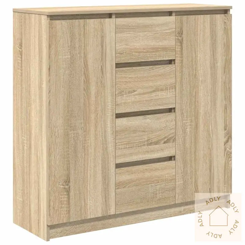 Skjenk Med Skuffer Sonoma Eik 100,5X35X98,5 Cm Konstruert Tre