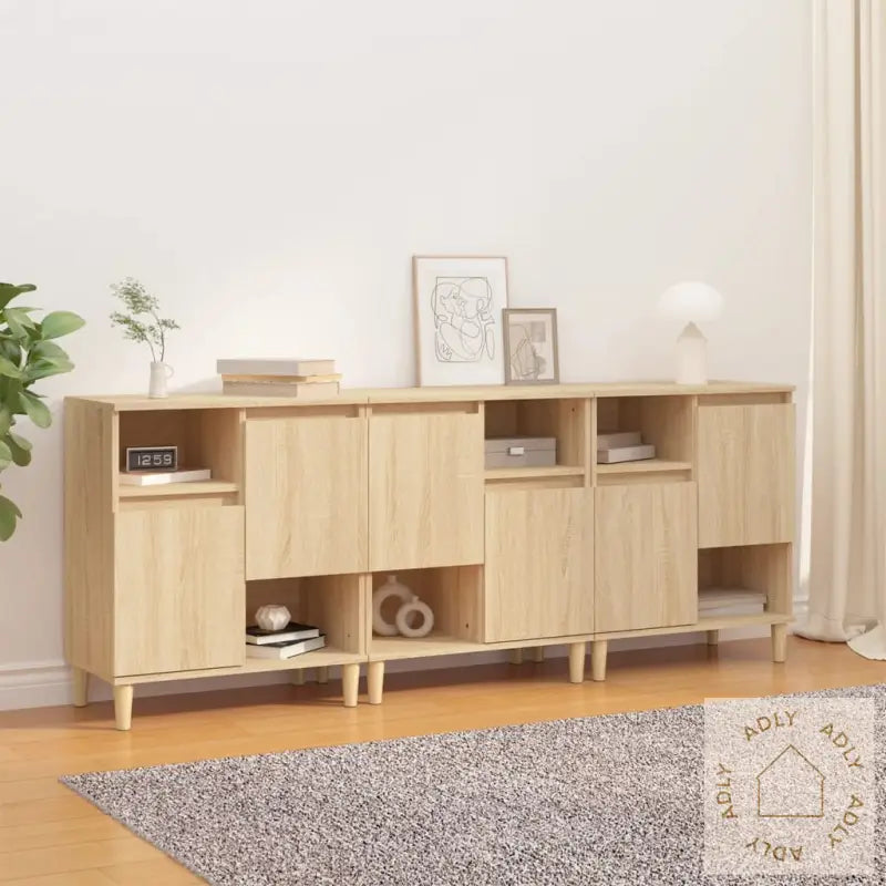 Skjenker 3 Stk Sonoma Eik 60X35X70 Cm Konstruert Tre