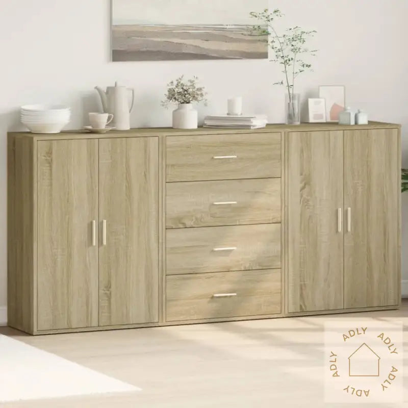 Skjenker 3 Stk Sonoma Eik 60X31X84 Cm Konstruert Tre
