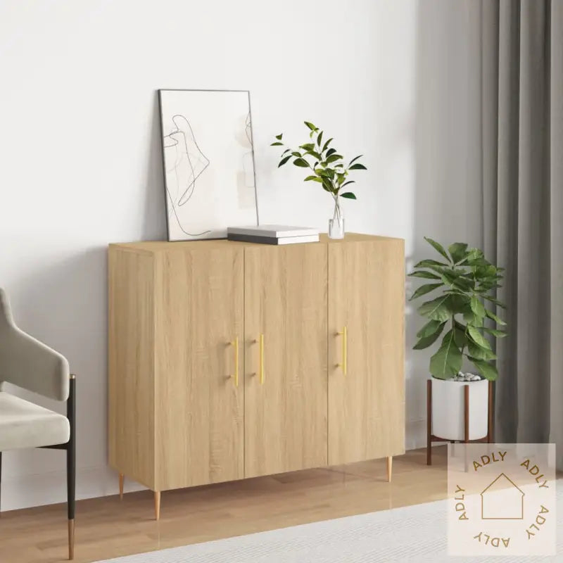 Skjenk Sonoma Eik 90X34X80 Cm Konstruert Tre