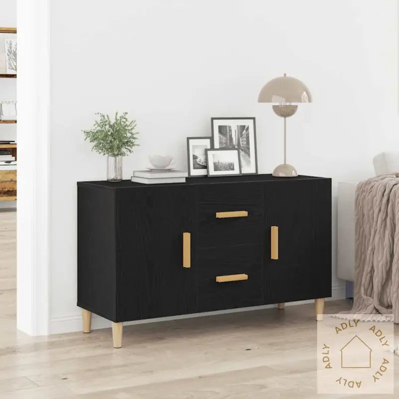 Skjenk Svart Eik 100X36X60 Cm Konstruert Tre