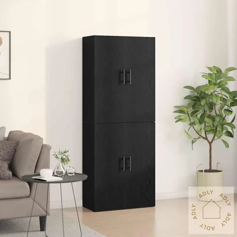 Skap, 2 Skap I Svart Eik, 69,5X34X180 Cm, Laget Av Tre