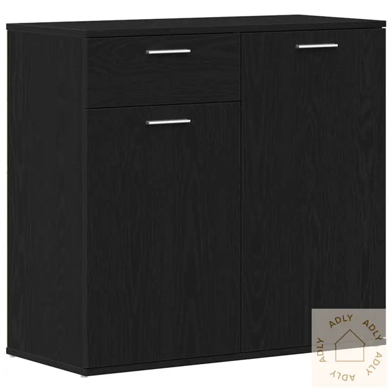 Skjenk Svart Eik 80X36X75 Cm Konstruert Tre