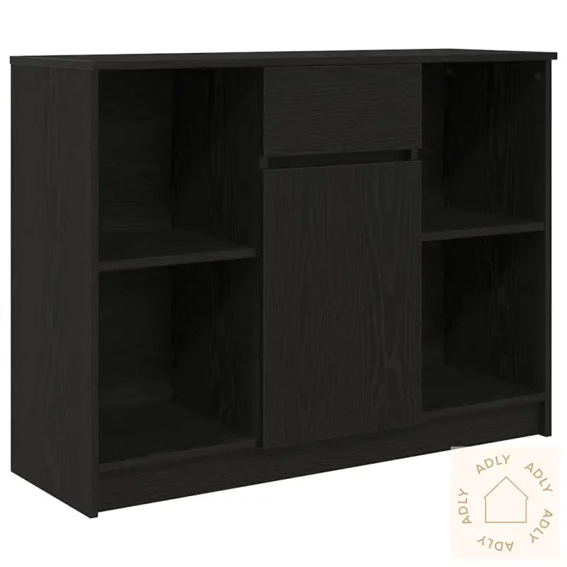 Skjenk Med Skuff Svart Eik 101X35X76 Cm Konstruert Tre