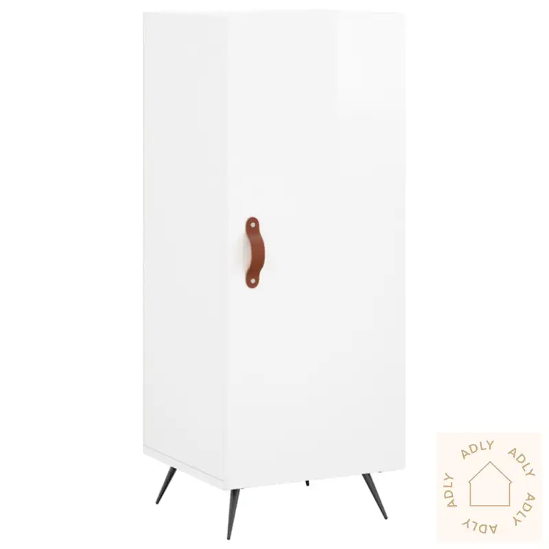Skjenk Høyglans Hvit 34,5X34X90 Cm Konstruert Tre