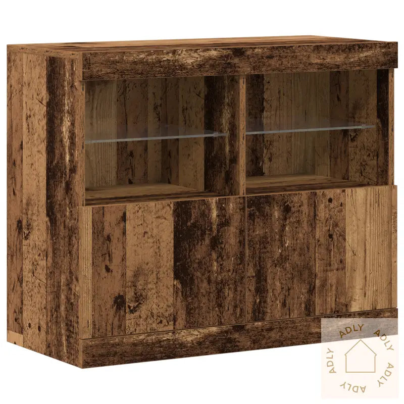 Skap Med Led Lys Gammelt Tre 81X37X67 Cm