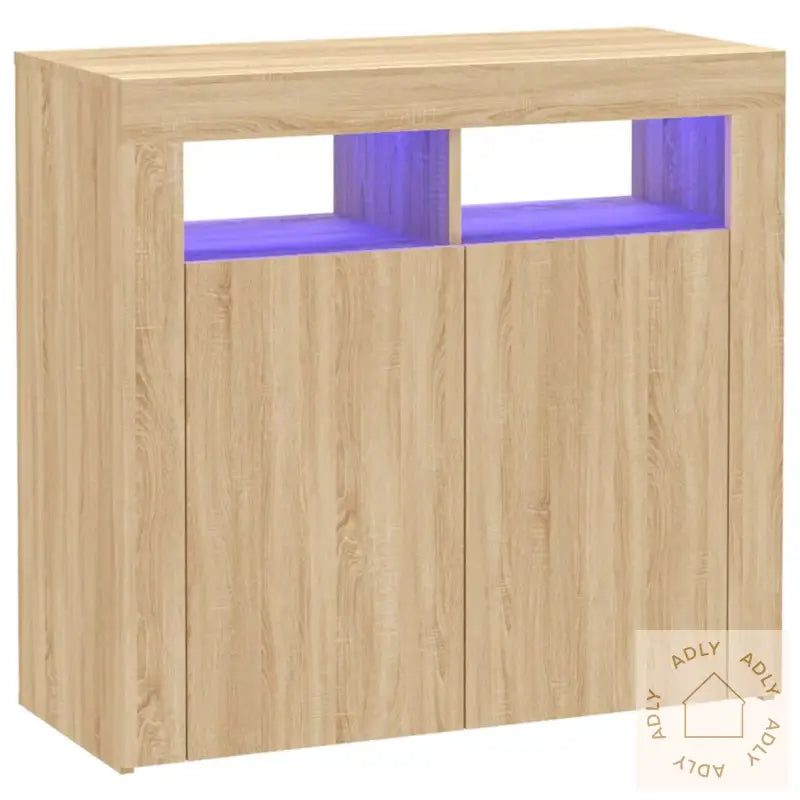 Skjenk Med Led-Lys Sonoma Eik 80X35X75 Cm
