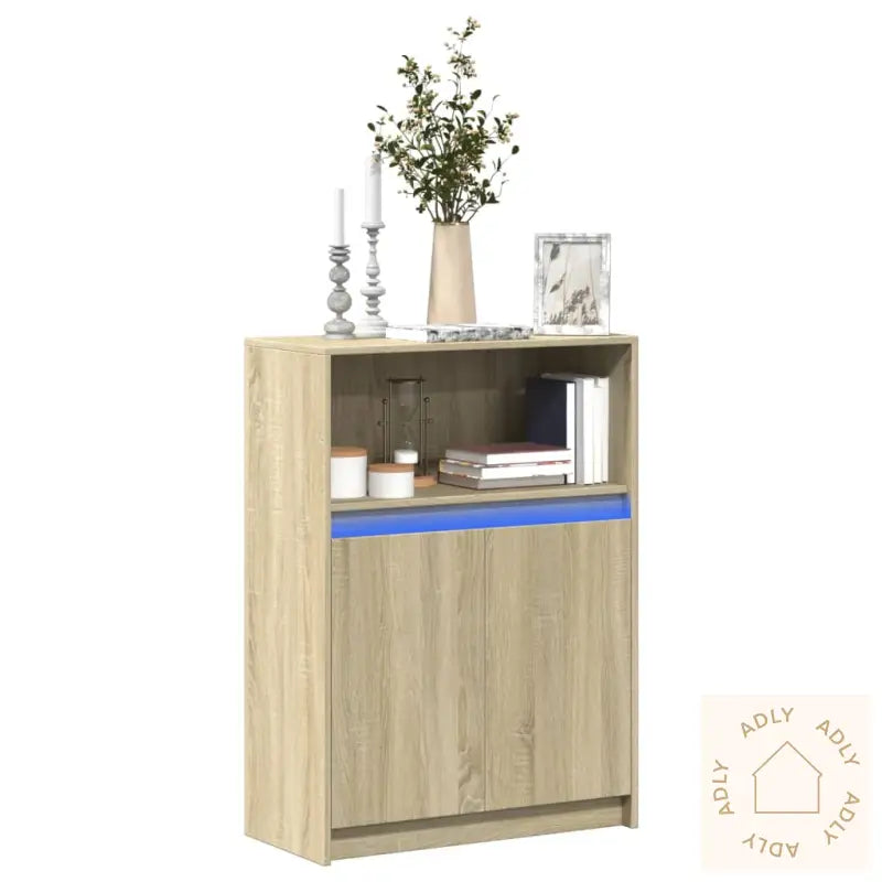 Skjenk Med Led Sonoma Eik 72X34X100 Cm Konstruert Tre