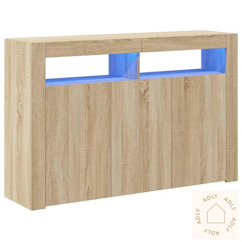 Skjenk Med Led-Lys Sonoma Eik 115,5X30X75 Cm