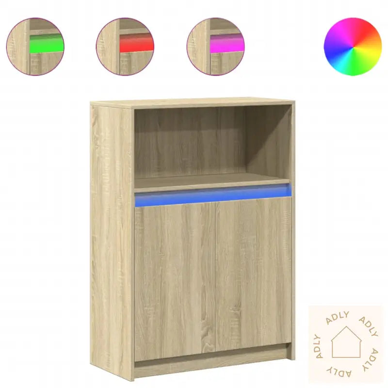 Skjenk Med Led Sonoma Eik 72X34X100 Cm Konstruert Tre