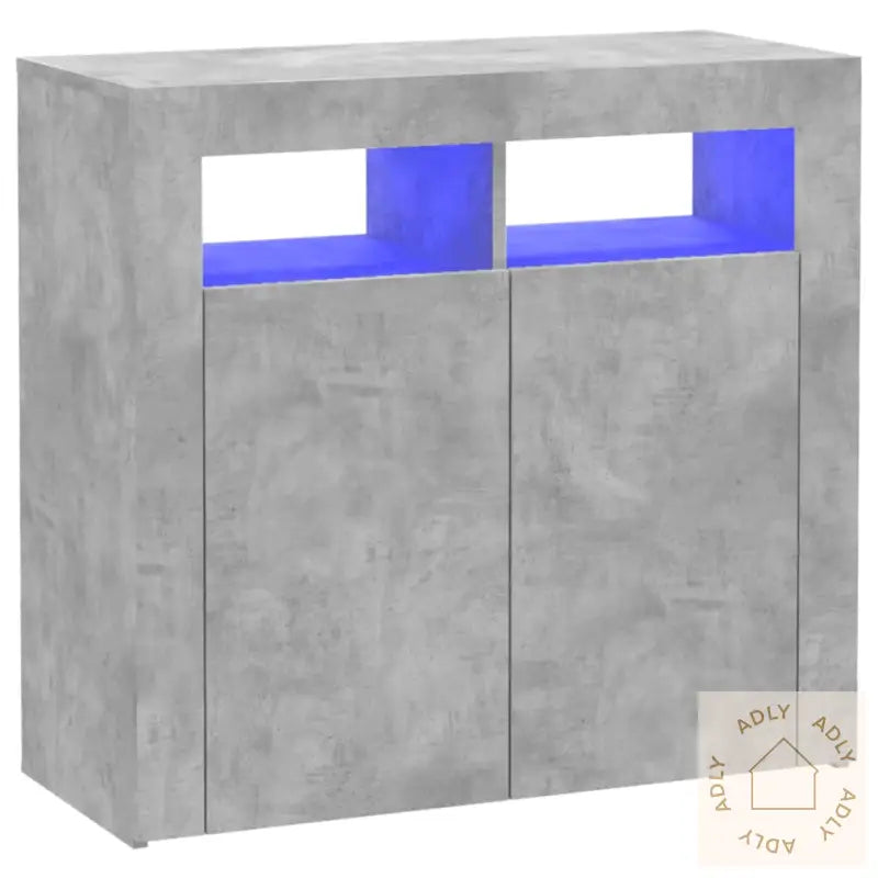 Skjenk Med Led-Lys Betonggrå 80X35X75 Cm